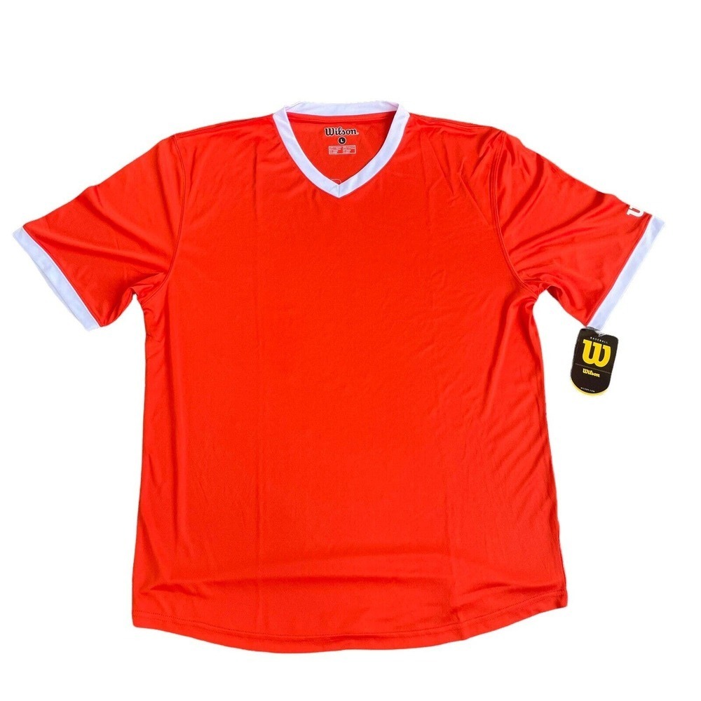 Wilson Brand Men’s Size‎ Large Baseball T Shirt Tee Orange Polyester